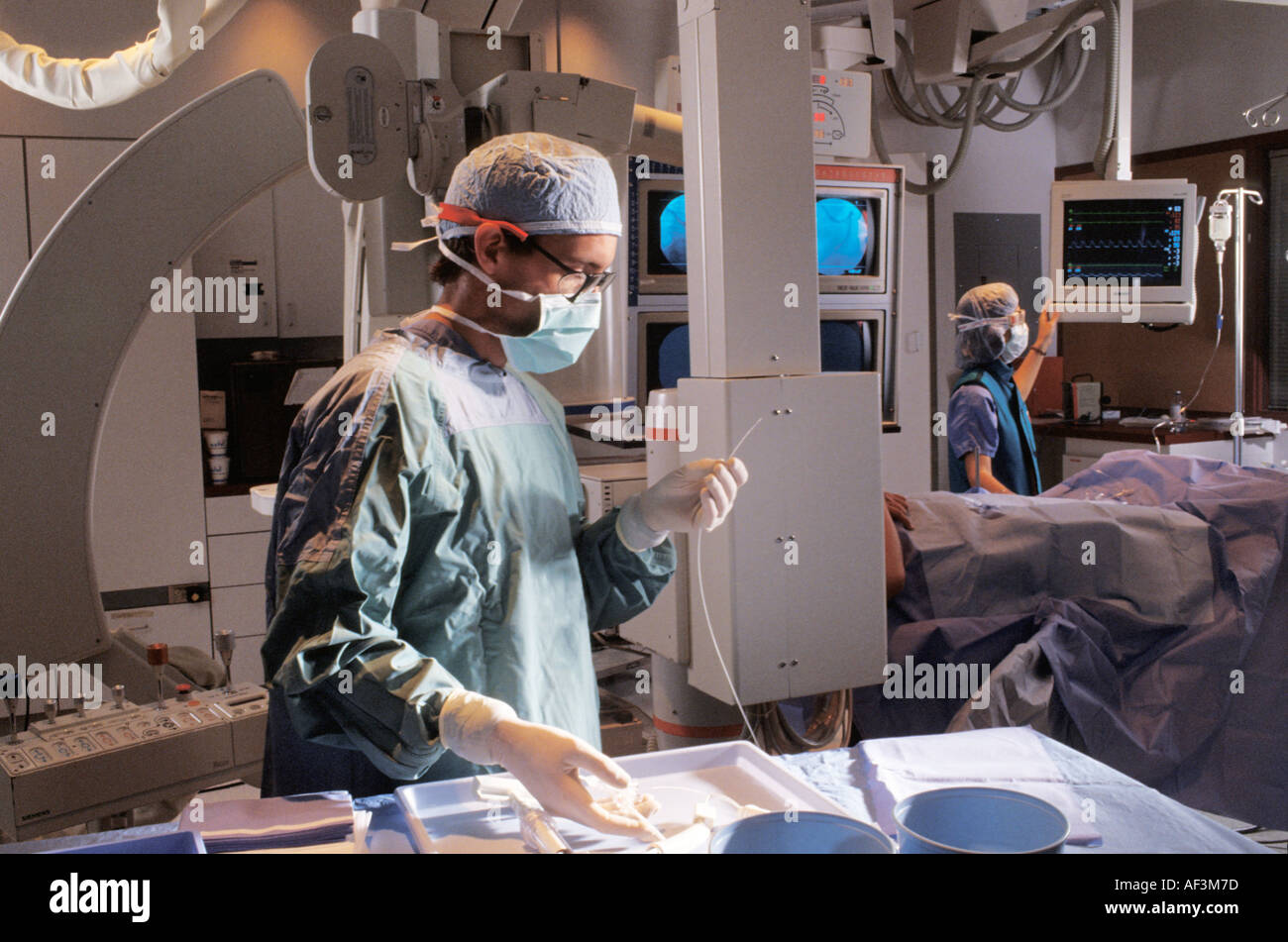 physician technician hospital catheter lab Stock Photo Alamy