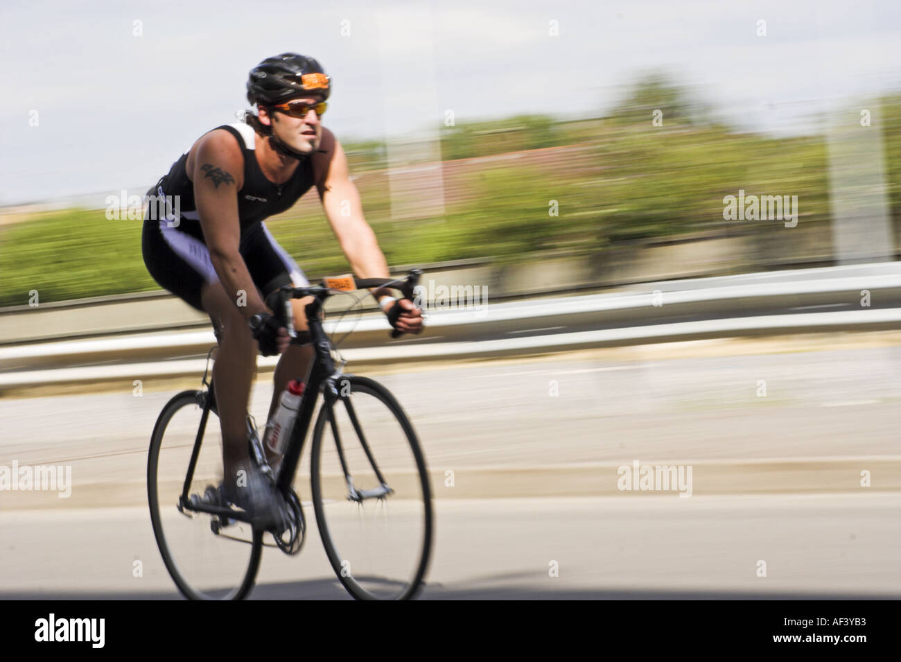 The London Triathlon Bike Race Stock Photo