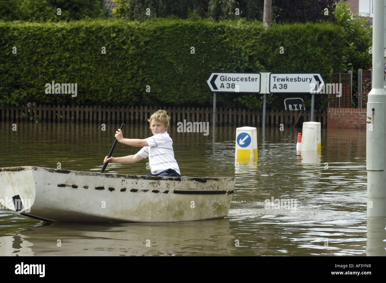 Floods in the Longlevens area of Gloucester England July 2007 Stock