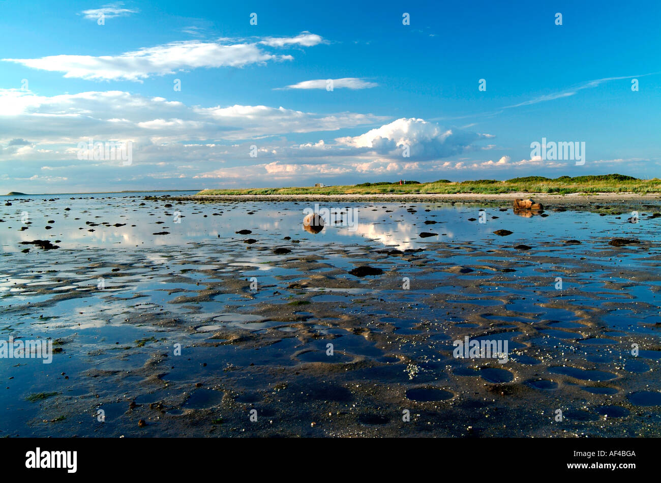 Inner lagoon at low tide. Besser Fjord. Samso Island. Denmark Stock Photo