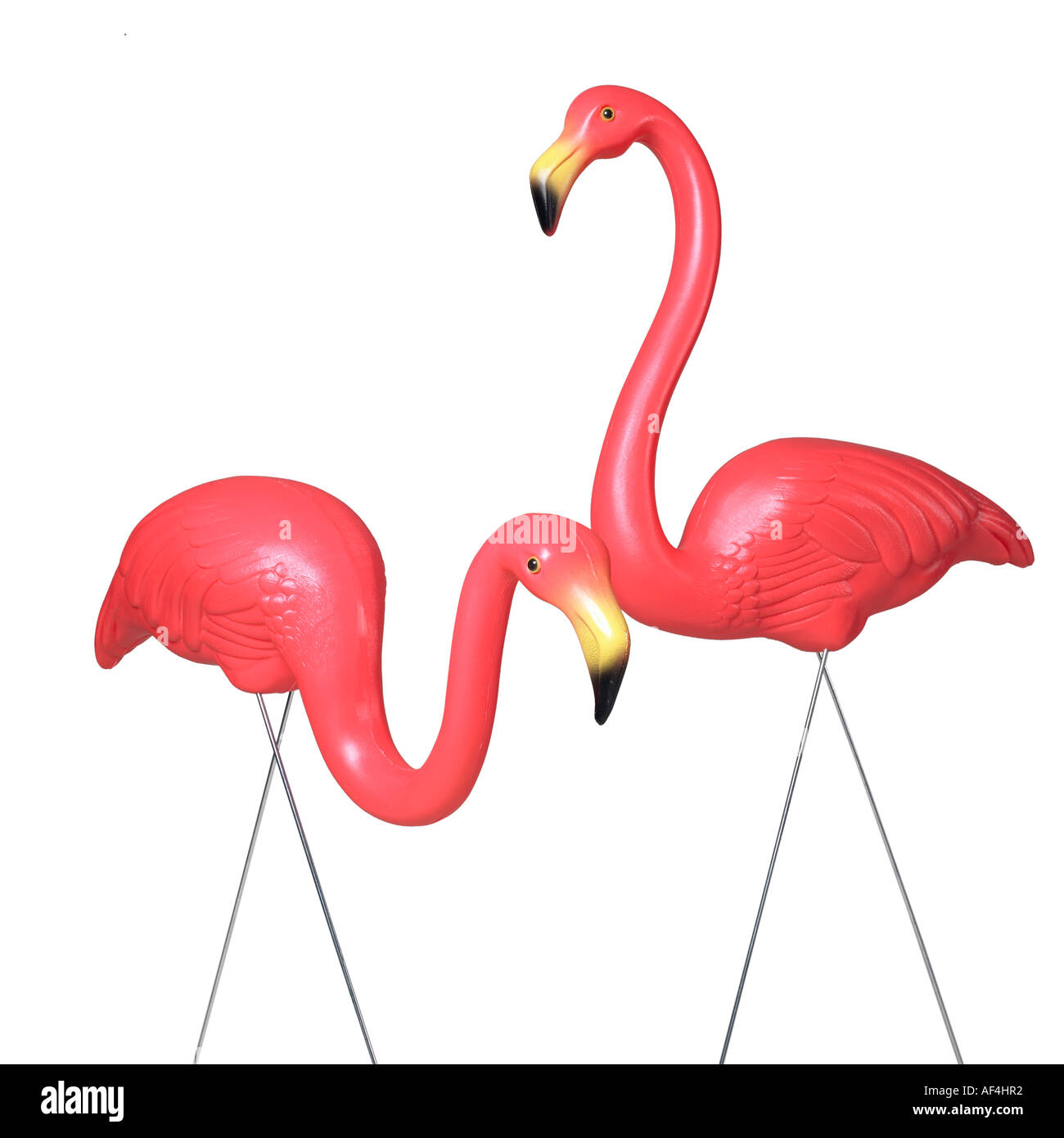 Plastic Flamingos Stock Photo