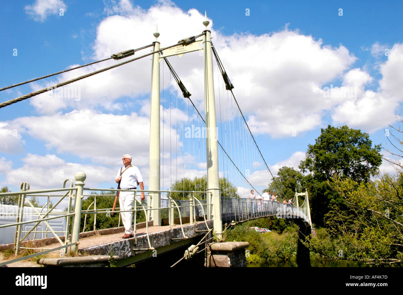 Pedestrian suspension footbridge dated 1895 built by Louis Harper over