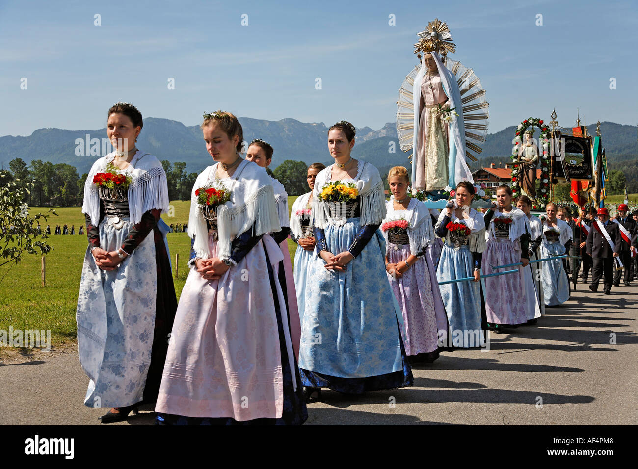 Feast of Corpus Christi procession Wackersberg Upper Bavaria Germany