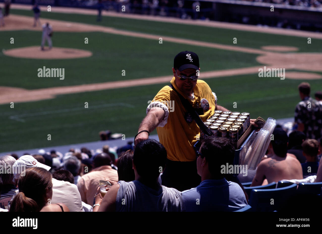 Beer man at Chicago White Sox v Chicago Cubs baseball game US Cellular