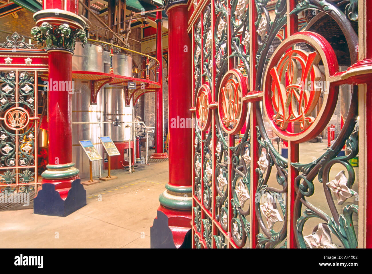 The ornate interior of the Victorian-era Crossness Pumping station in east London. It has been recently restored. Stock Photo