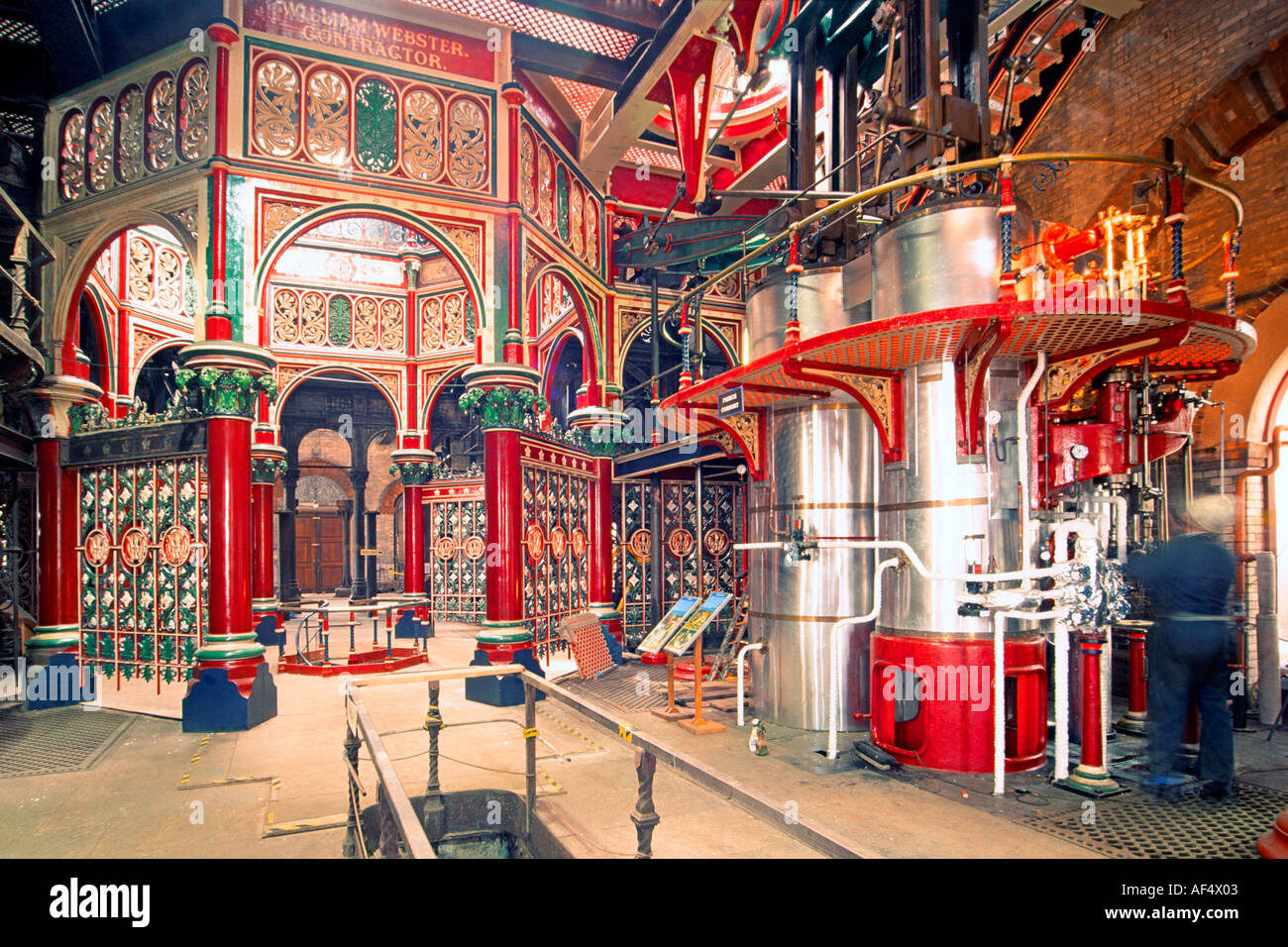 The restored, ornate interior of the Victorian-era Crossness Pumping station in east London. Stock Photo