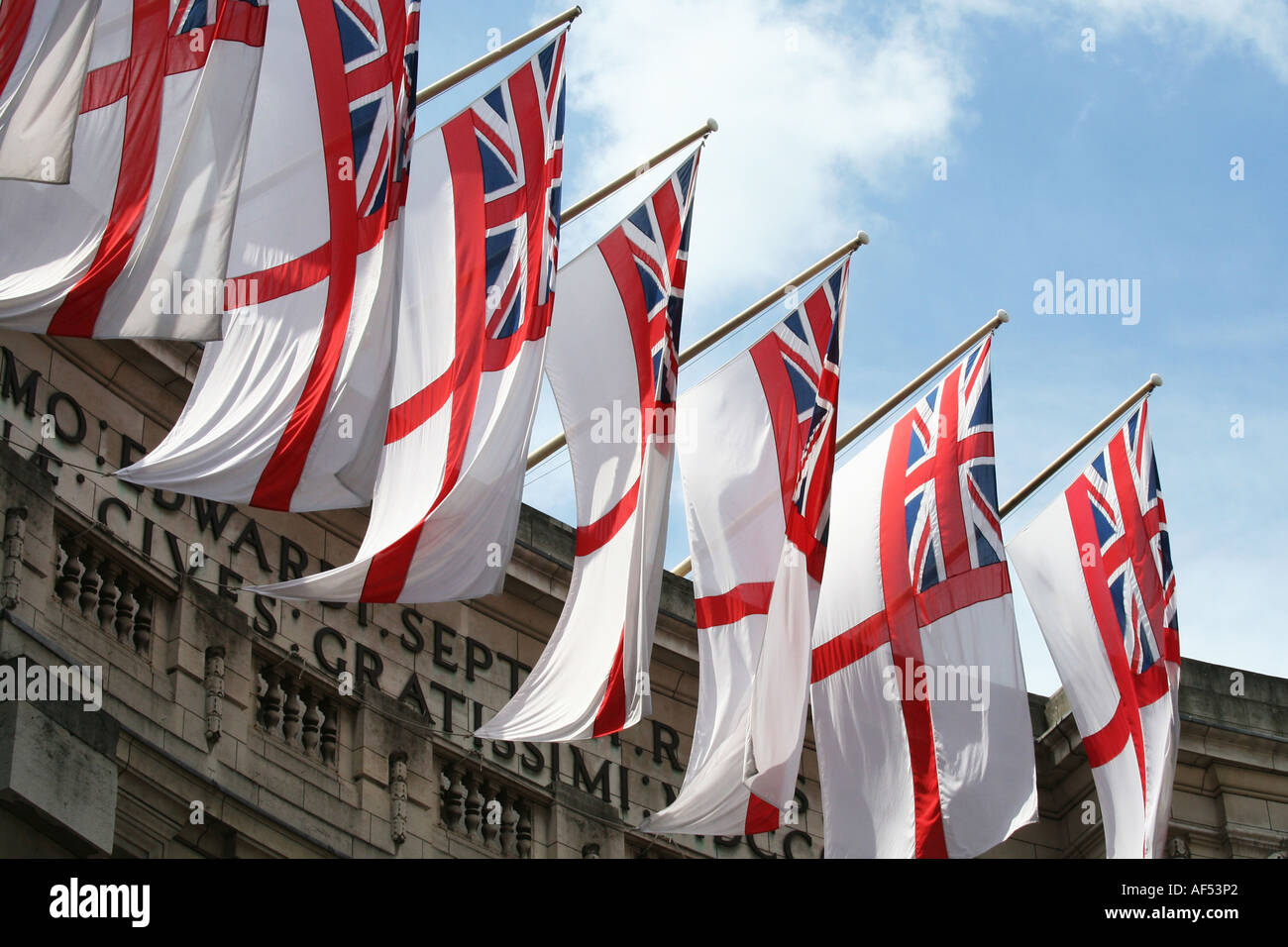 Naval flags on Admiralty Arch, London Stock Photo Alamy