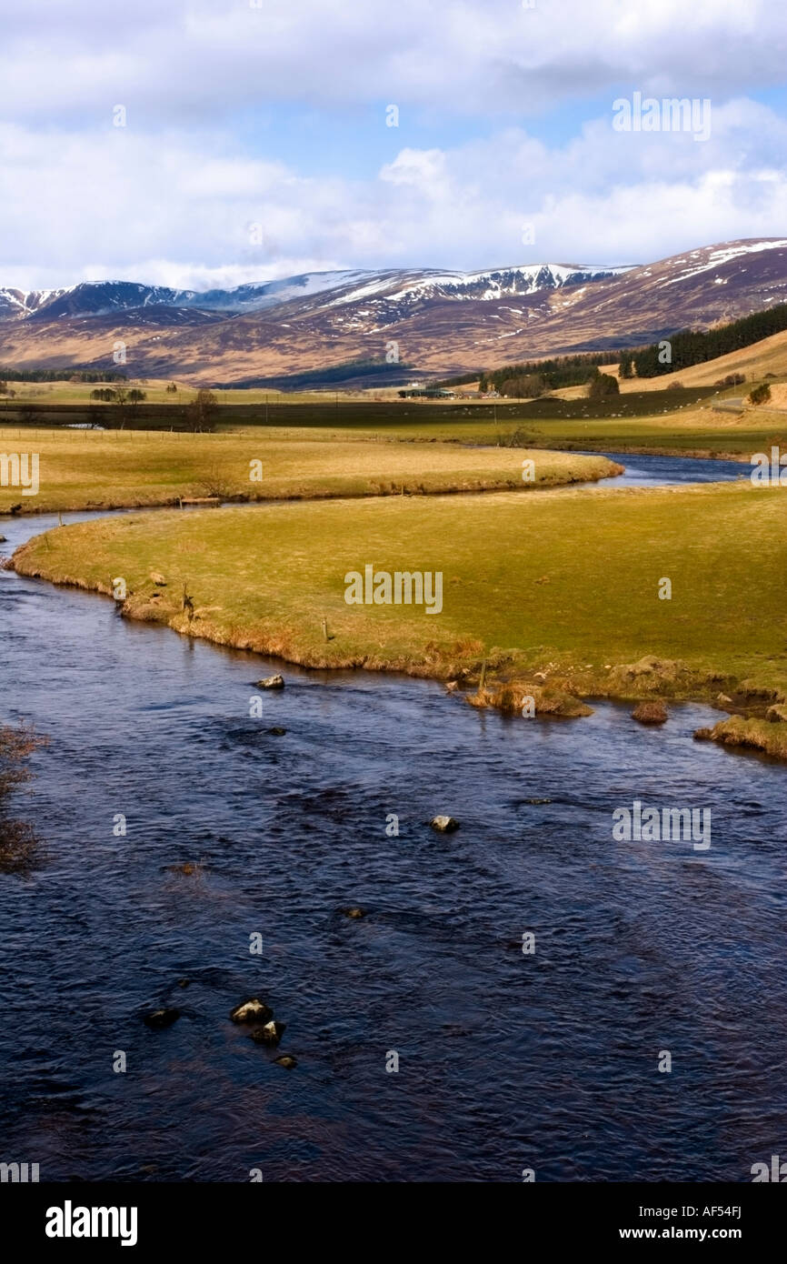 A view of snow covered Scottish hillsides Glen Clova Angus Scotland