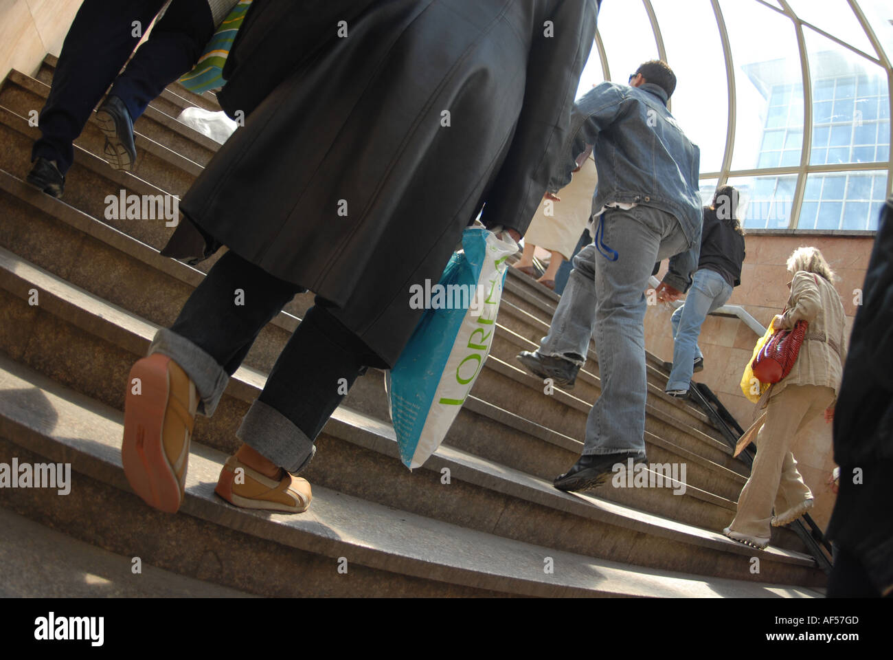 commuters and shoppers climb to Sofia city streets Stock Photo