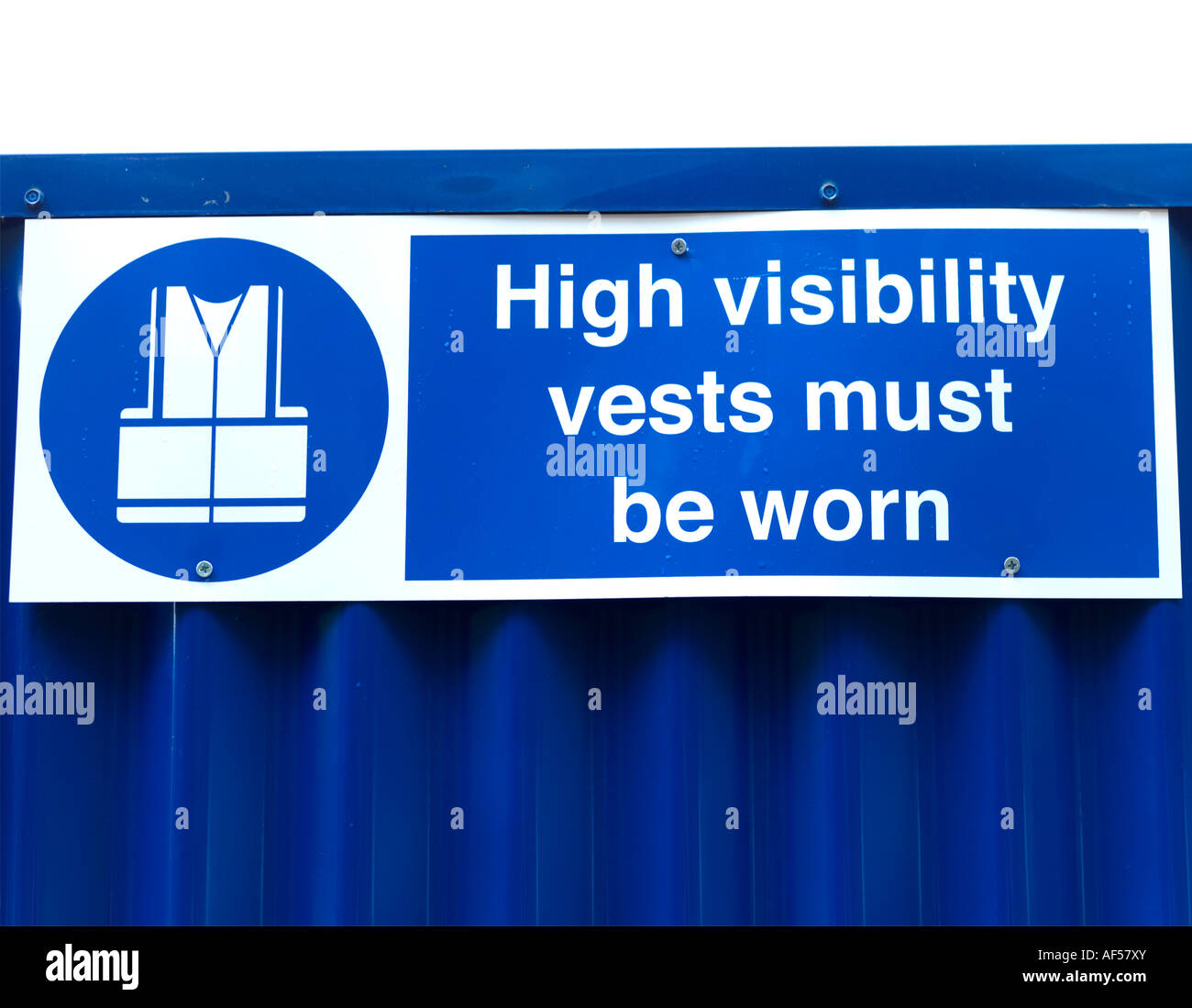Construction Safety Notice High Visibility Jackets Must be Worn Stock Photo