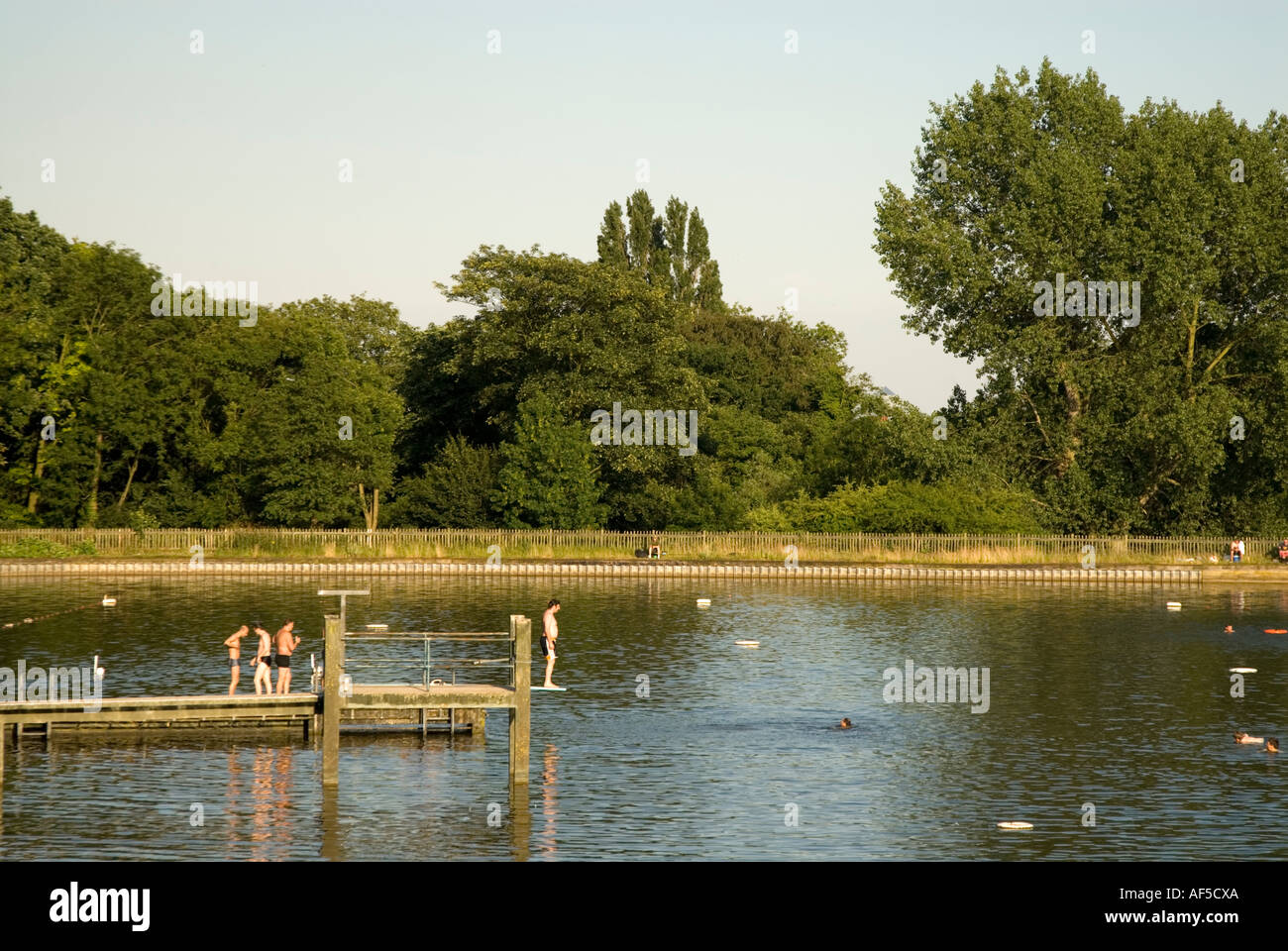 Men's swimming pond at Hampstead Heath, London, UK Stock Photo
