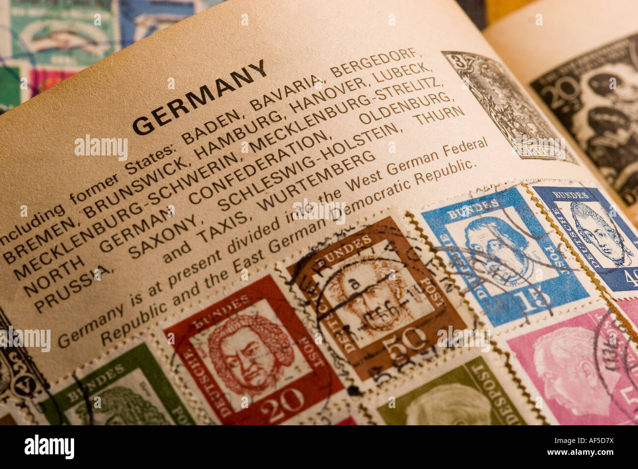 old german stamp collection Stock Photo Alamy