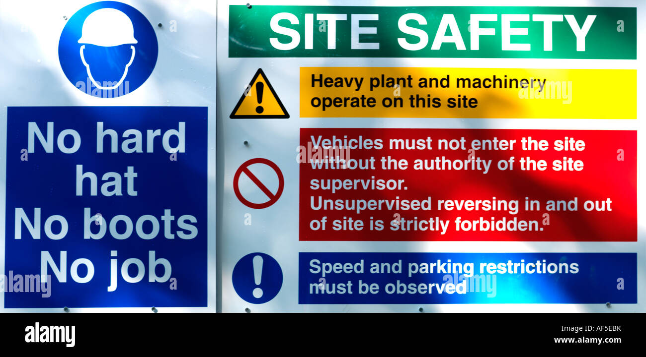 Construction Site Safety Notices Stock Photo Alamy