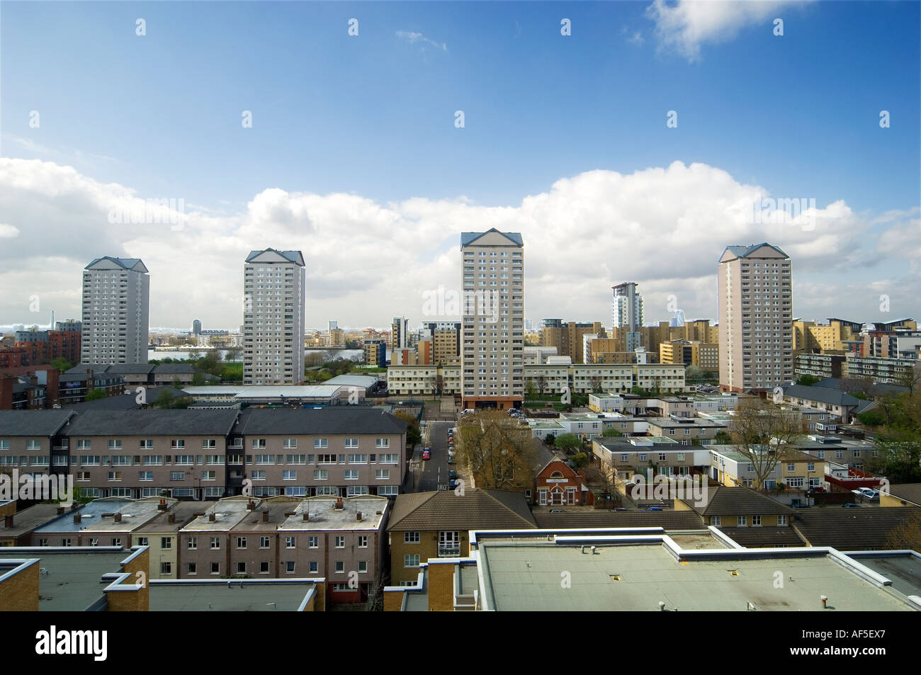 view of council flats isle of dogs london england uk Stock Photo