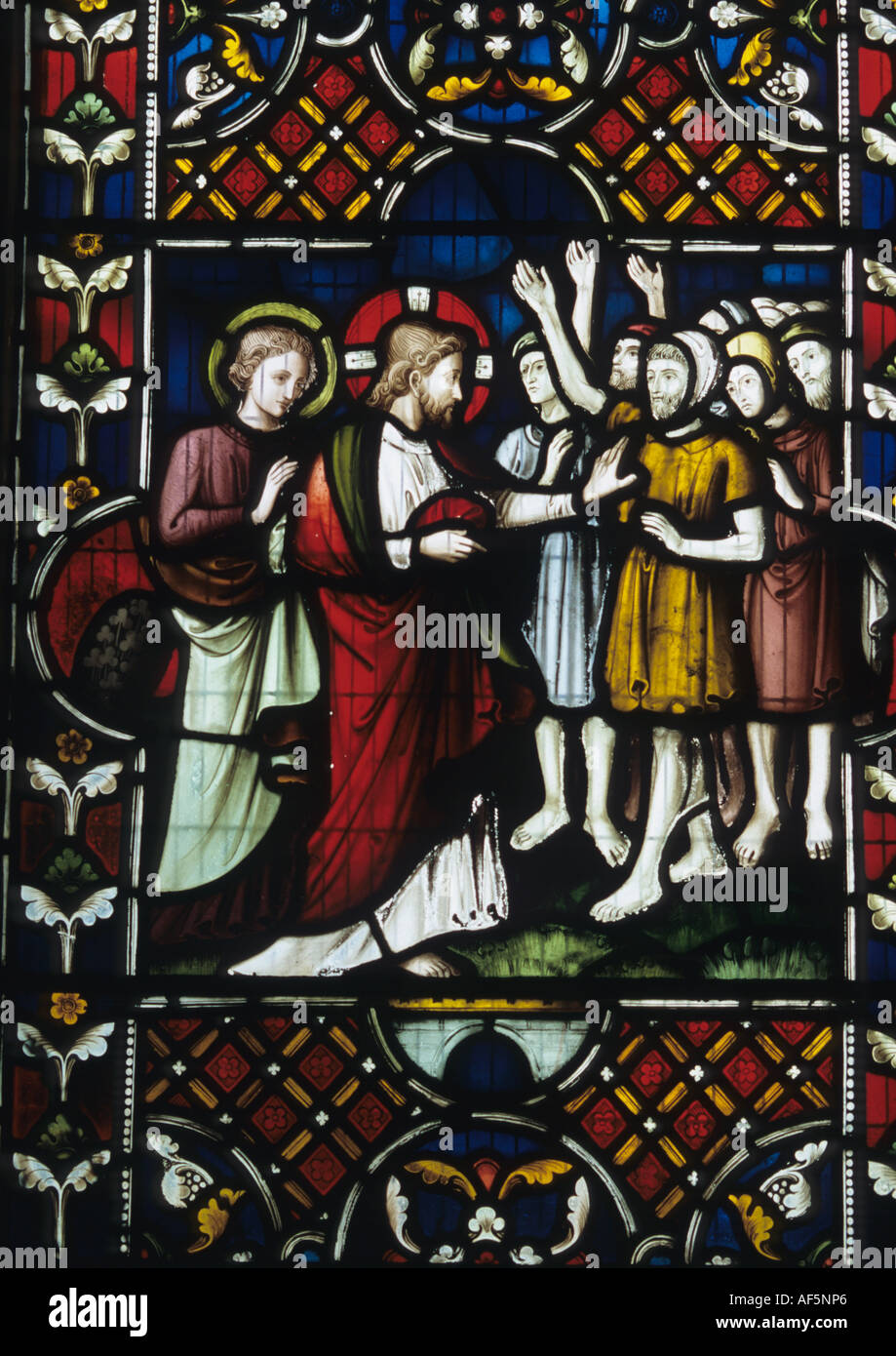 Stained Glass Window in a church in the Uk Stock Photo - Alamy