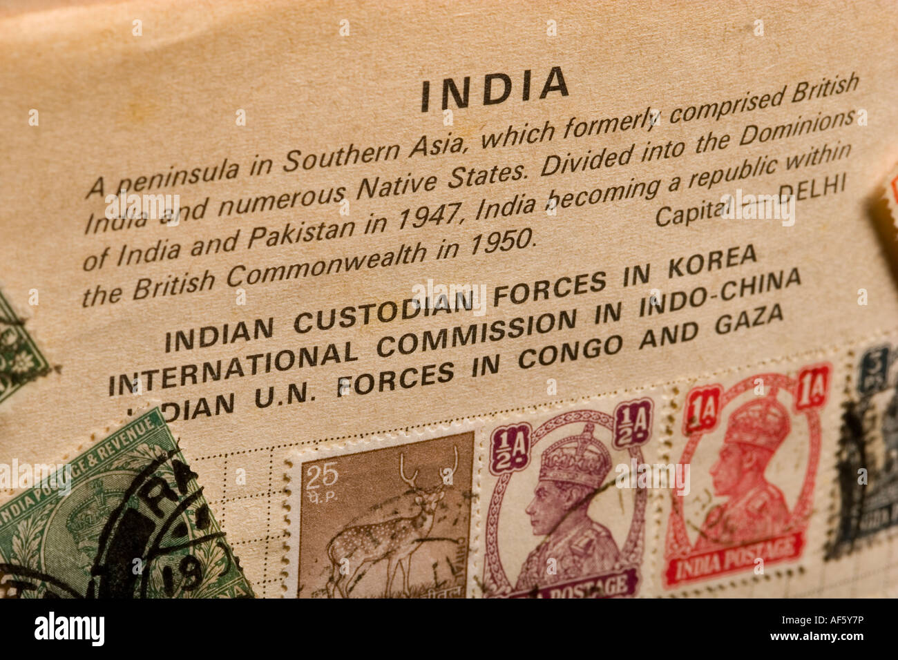 indian stamp collection Stock Photo Alamy