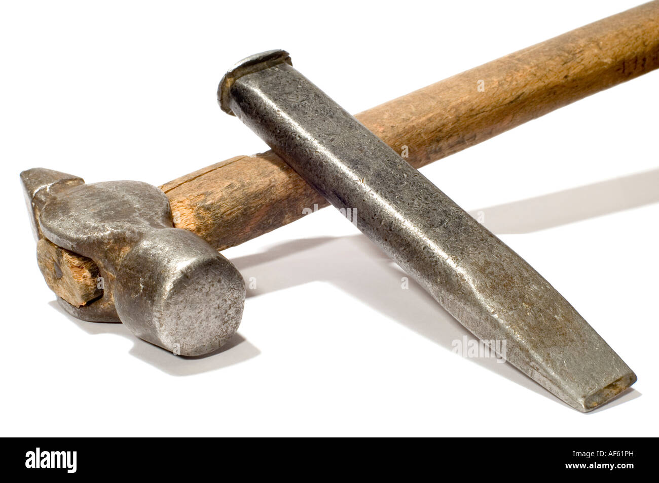 series object on white tool cold chisel Stock Photo Alamy