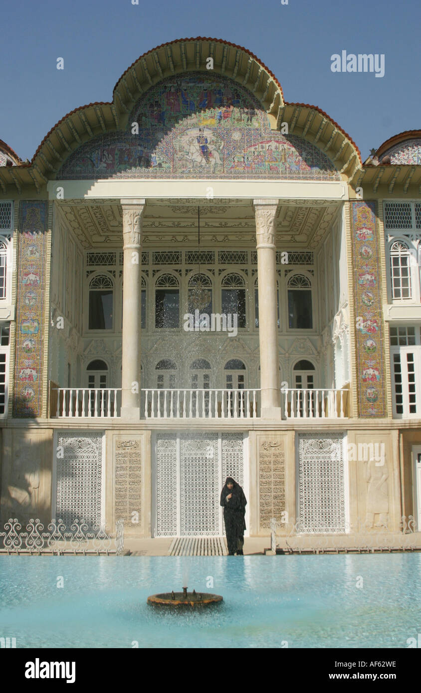 The Quajar Palace, the Kakh-e Eram, with remarkable paintings and mirror work, november 2004. Stock Photo