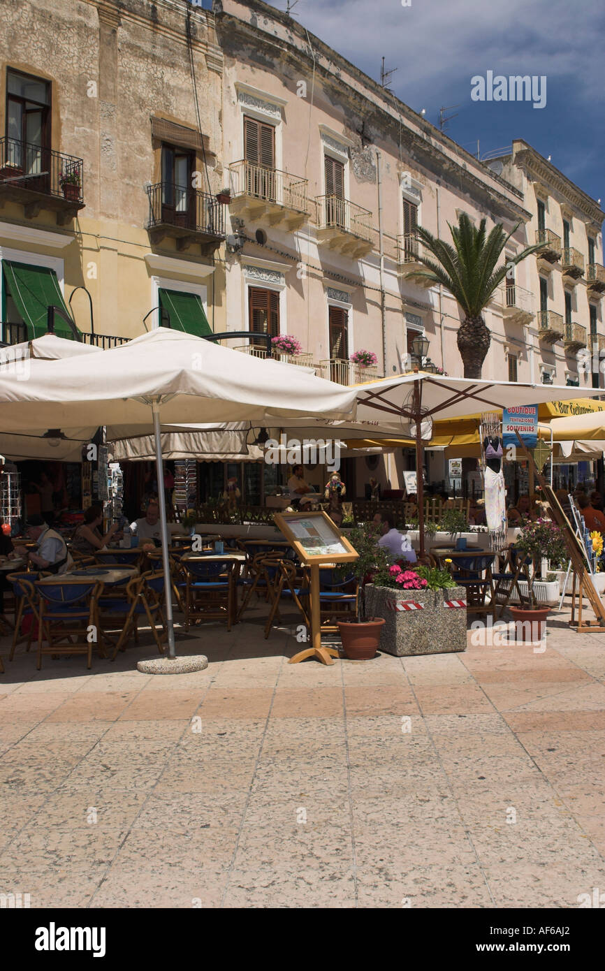 tourists eating in outdoor Restaurant Lipari Stock Photo
