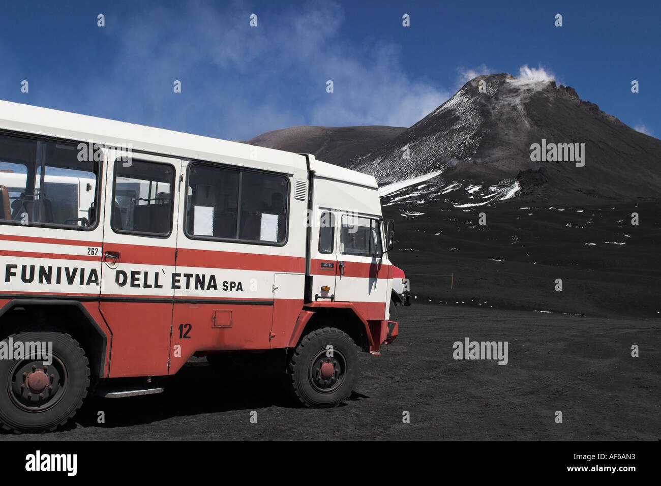 Shuttle bus on Etna Stock Photo - Alamy