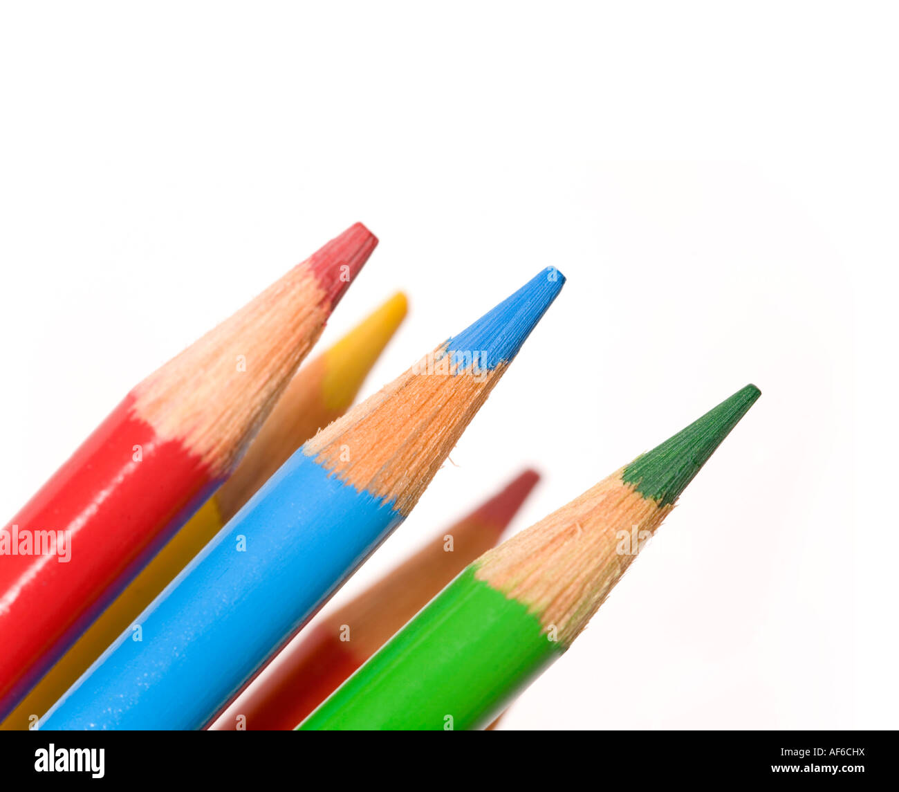 Bright and colorful coloring pencils isolated Stock Photo