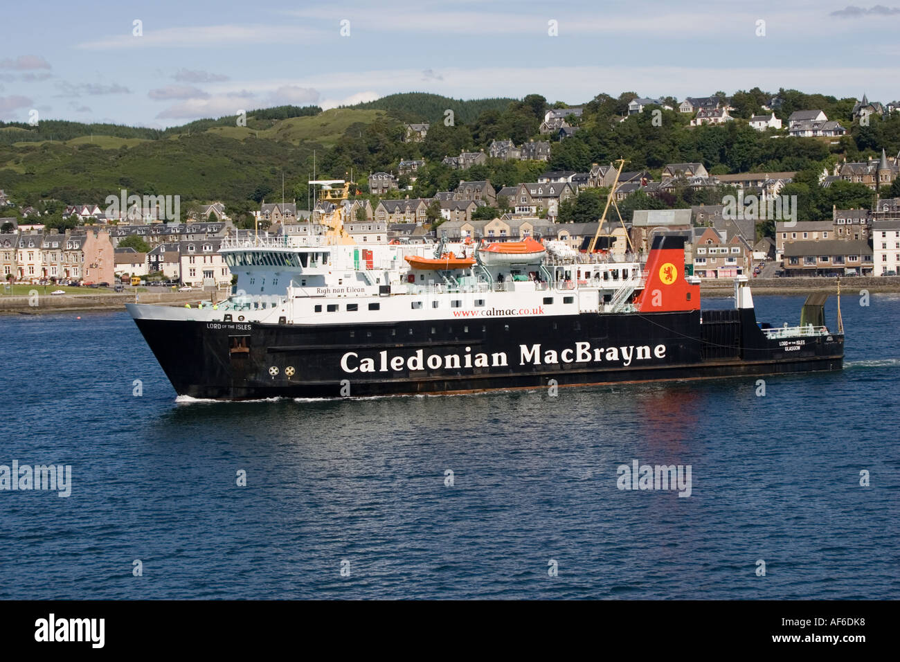 Caledonian MacBrayne ferry Lord of the Isles leaving Oban harbour for