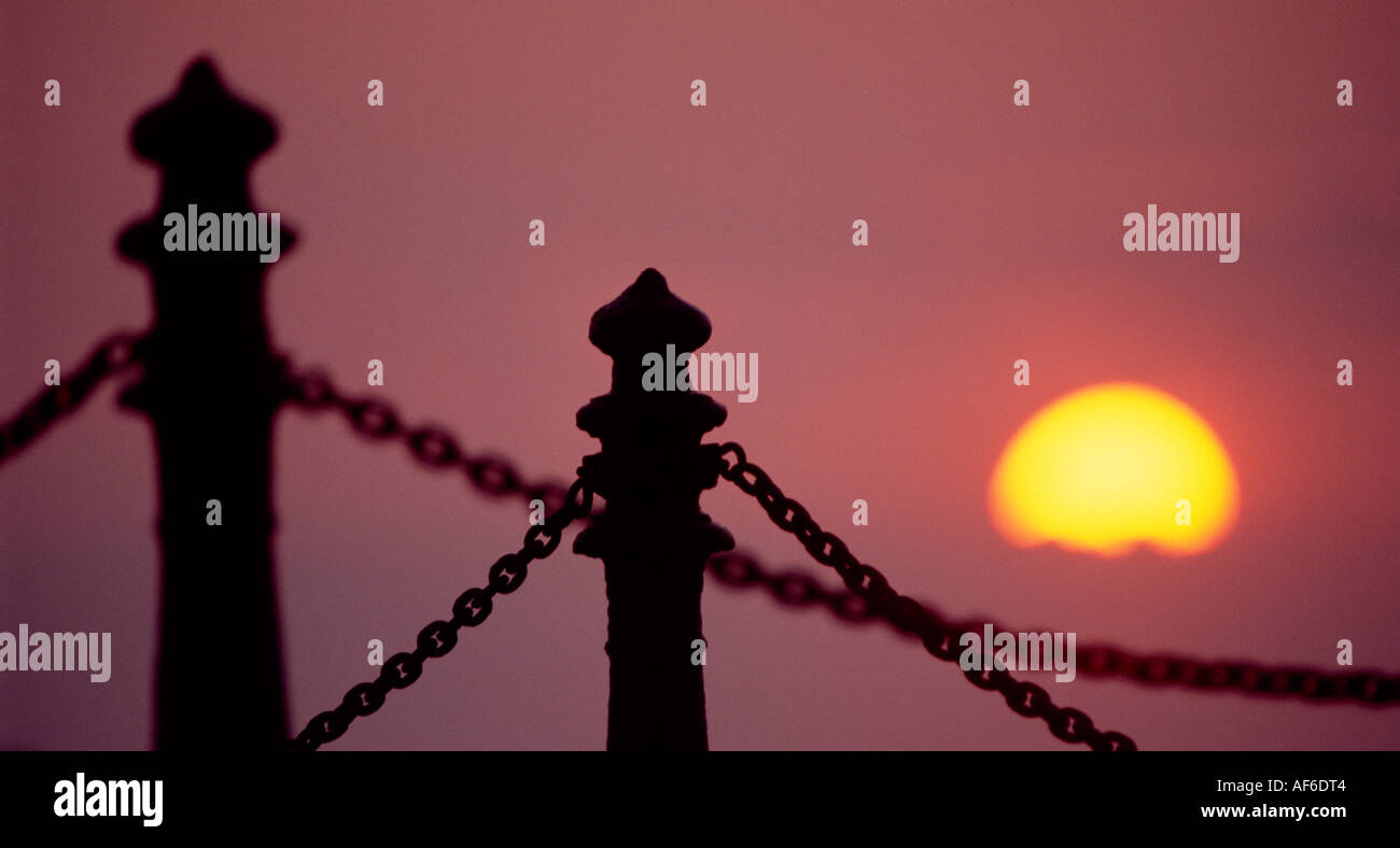 Sunset seen from the graveyard at maarup church near lonstrup in denmark Stock Photo