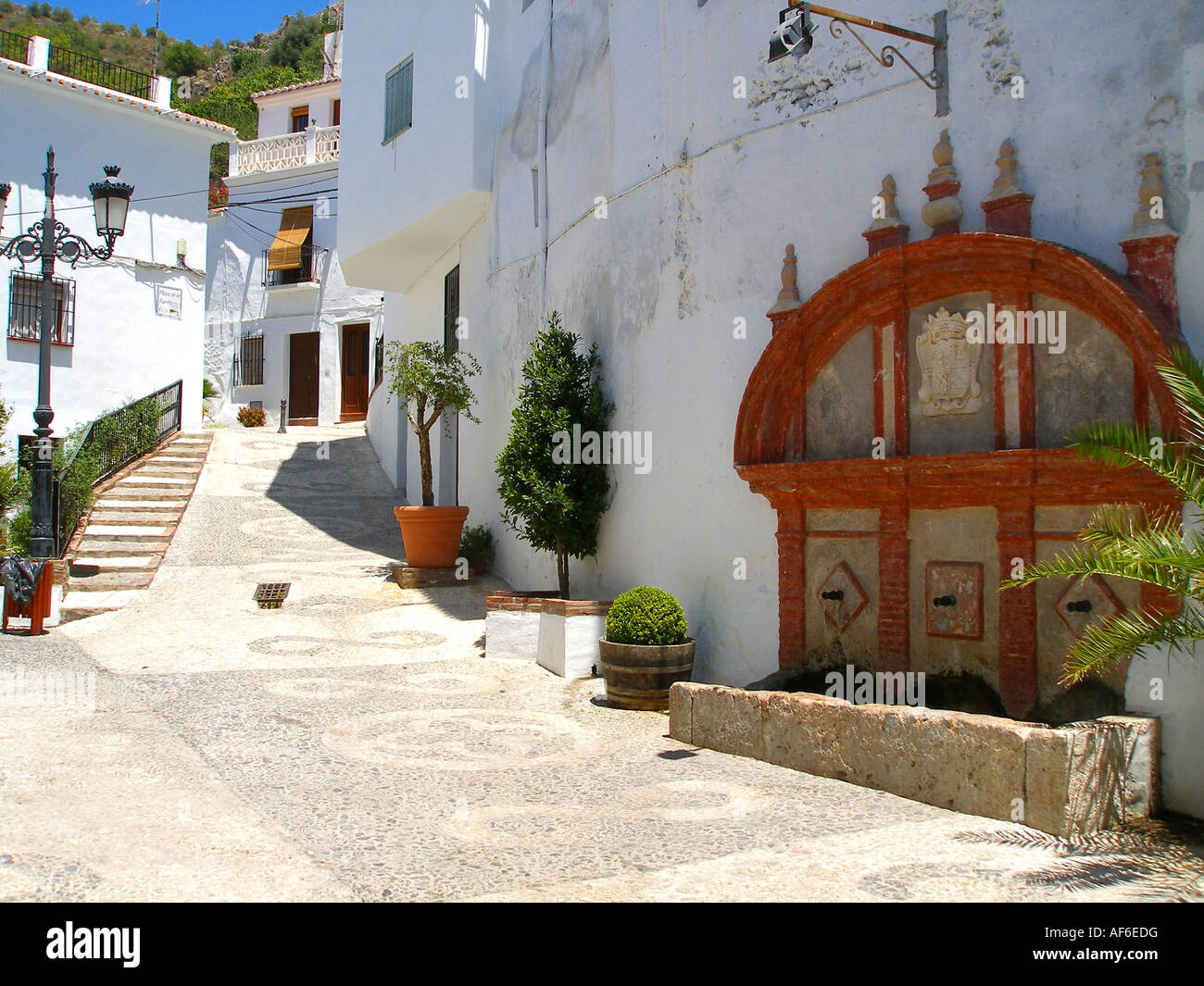 Square in Spanish Village Stock Photo Alamy