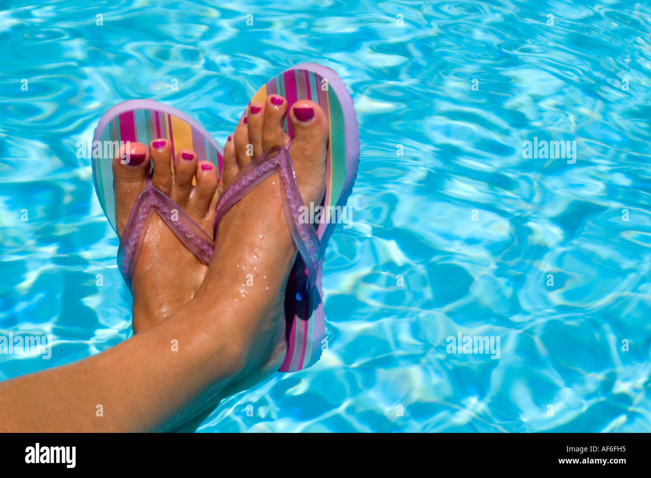 Woman wearing flip flops close up hi-res stock photography and images -  Alamy