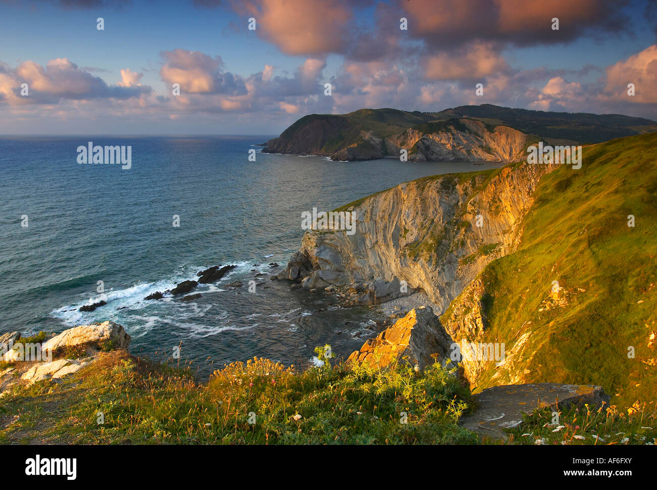 Cliffs of the coast of Biscay, Basque Country Spain. Acantilados de la Costa deVizcaya, Pais Vasco Vizcaya España Stock Photo