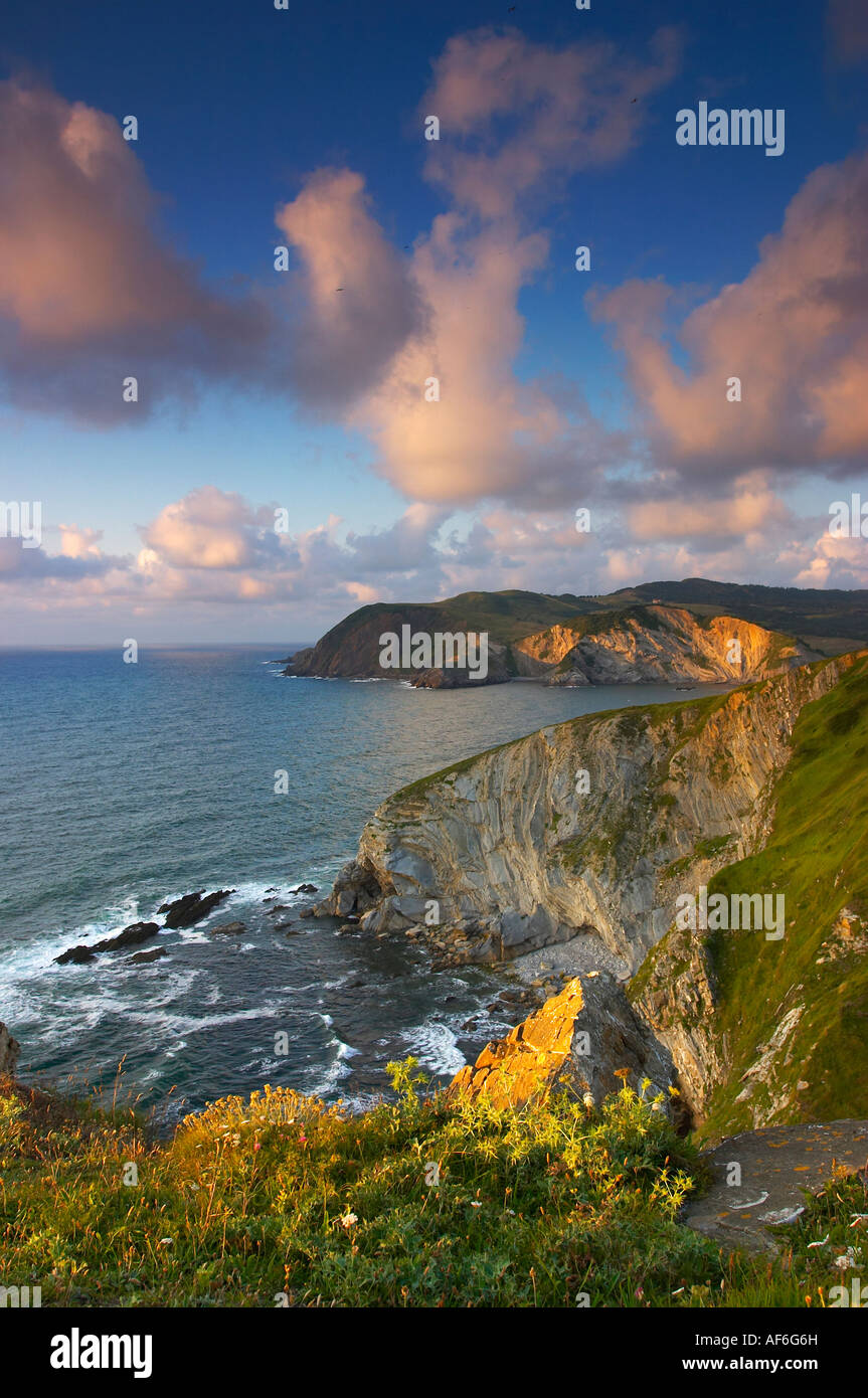 Cliffs of the coast of Biscay, Basque Country Spain. Acantilados de la Costa deVizcaya, Pais Vasco Vizcaya España Stock Photo