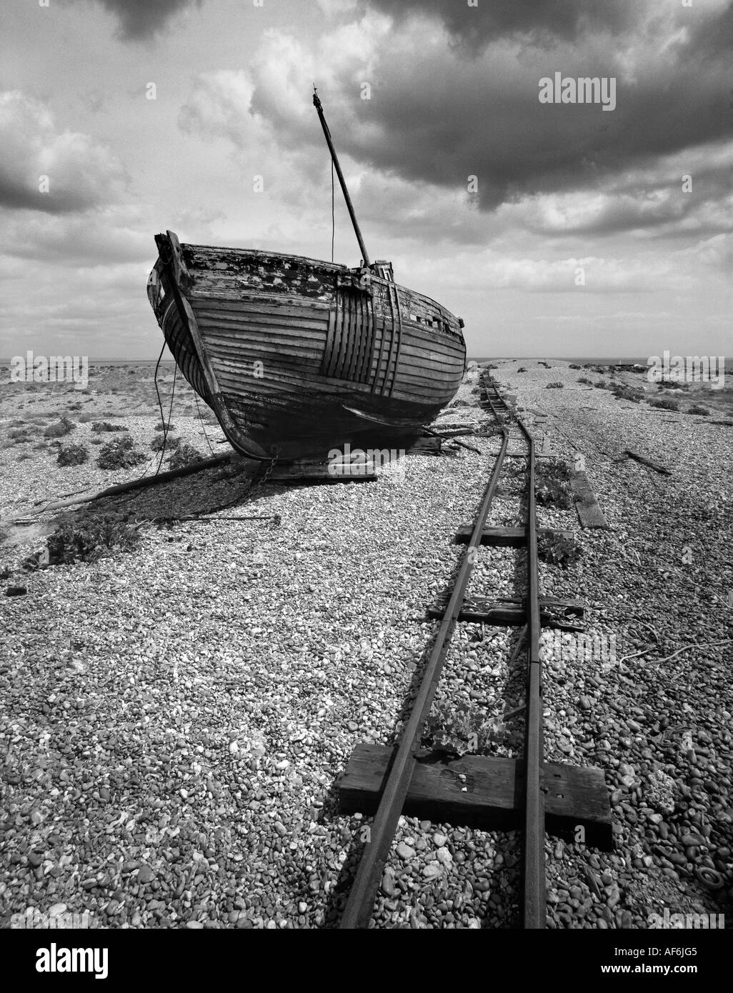 Old beached boat Black and White Stock Photos & Images - Alamy