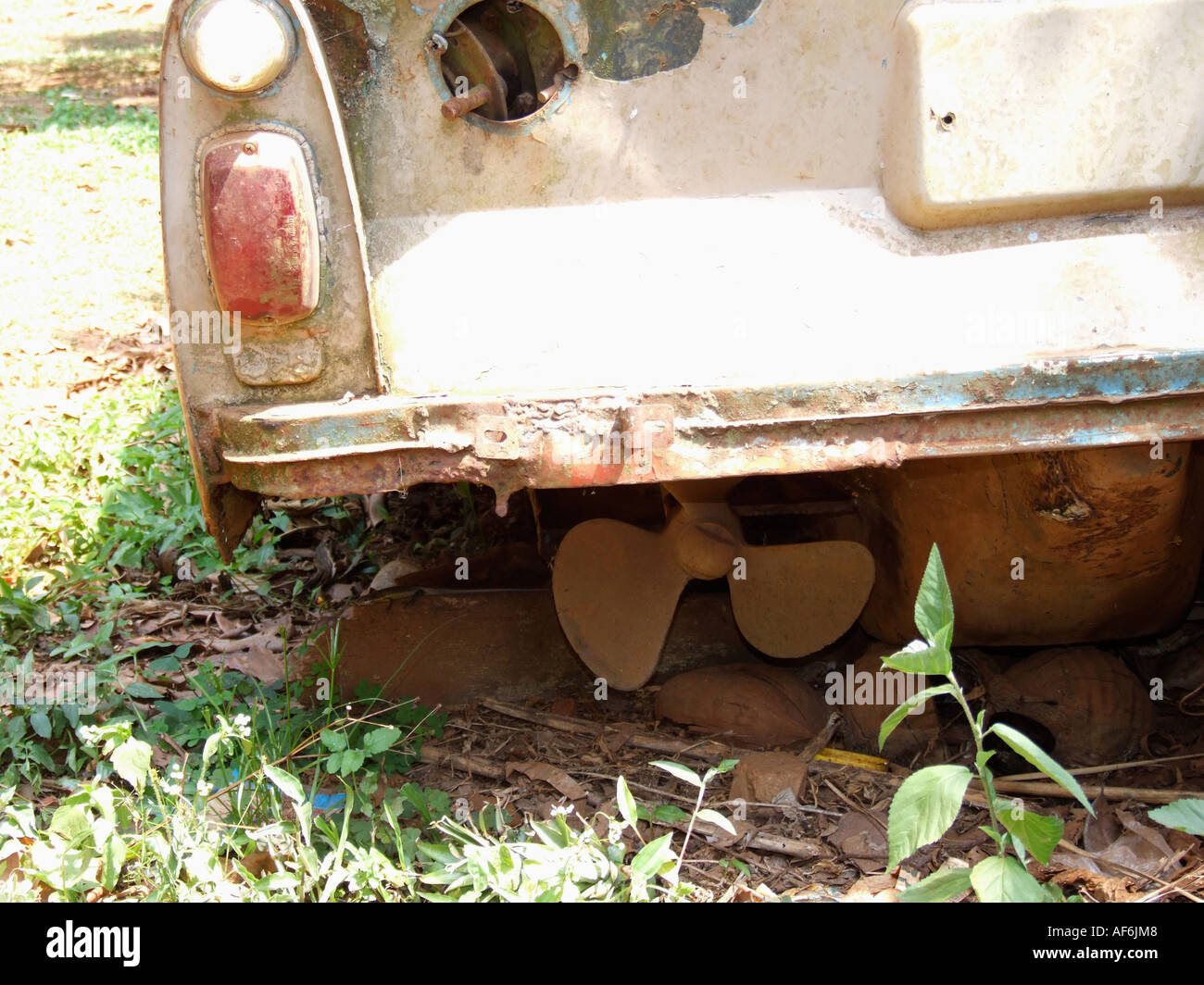 Rear view of the wreck of an Amphicar Model 770 Stock Photo
