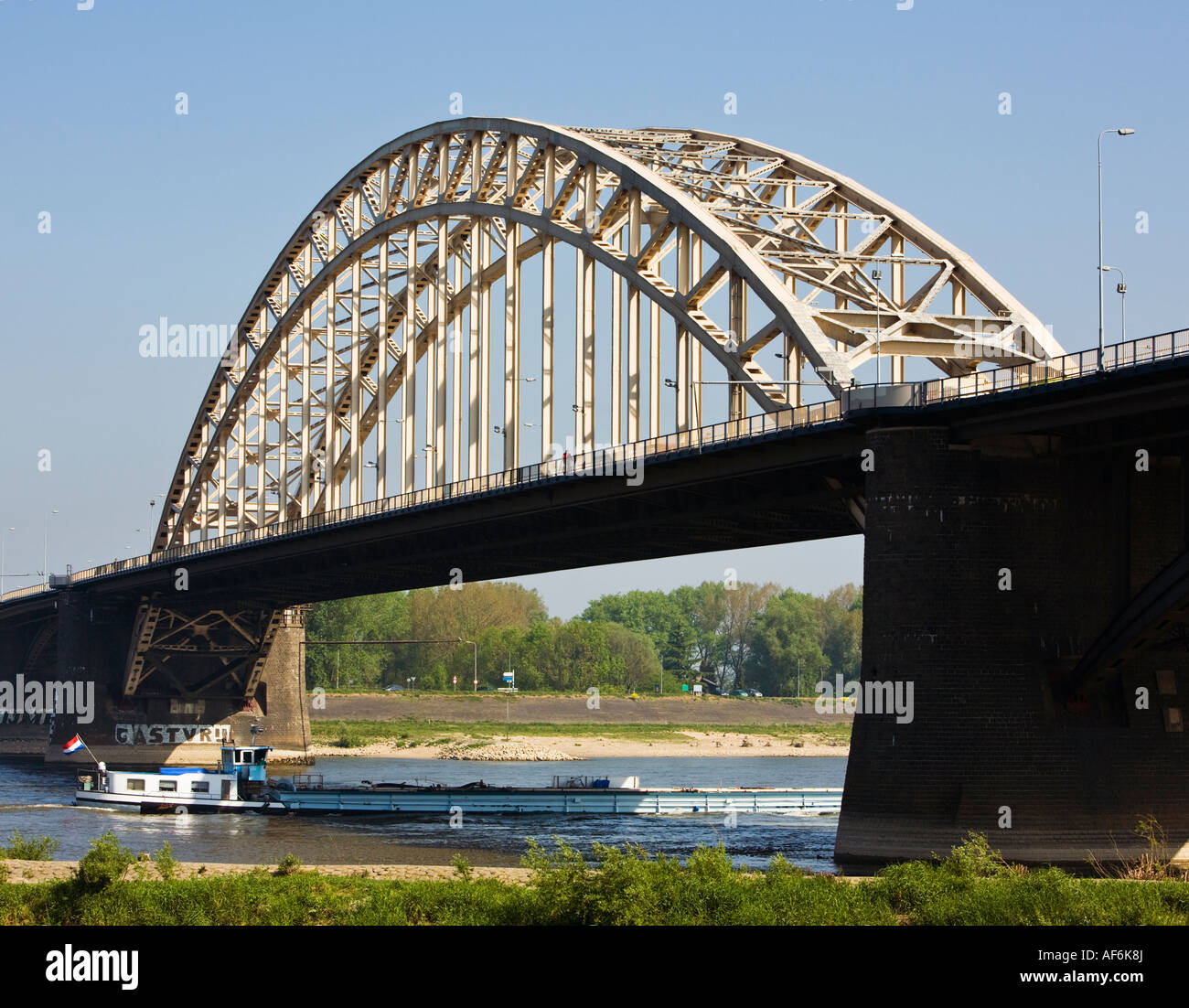 The Waal bridge at Nijmegen, Holland, Netherlands - a key WW2 battle site Stock Photo