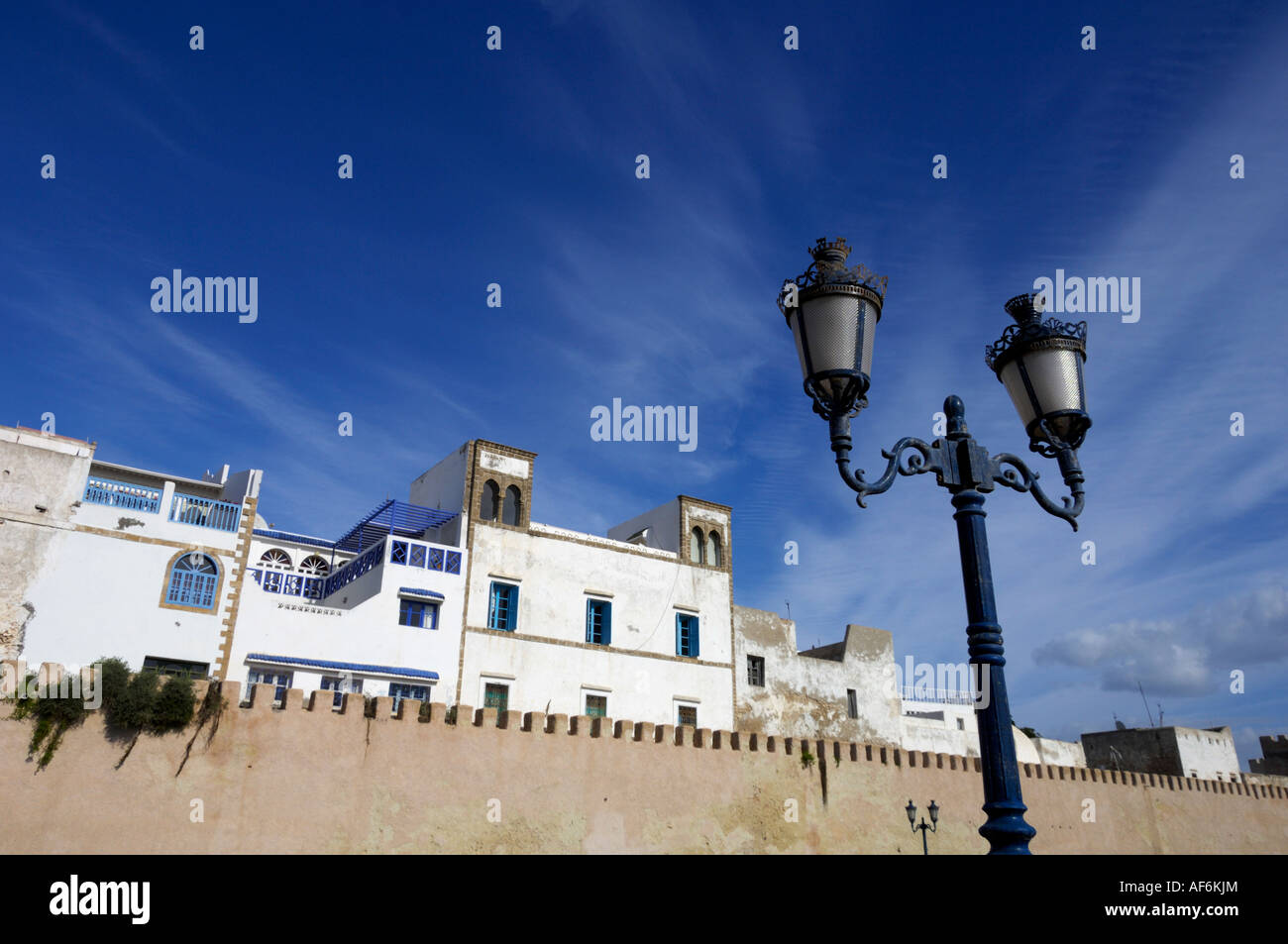 Whitewashed buildings and fortification Essaouira Morocco North Africa Stock Photo