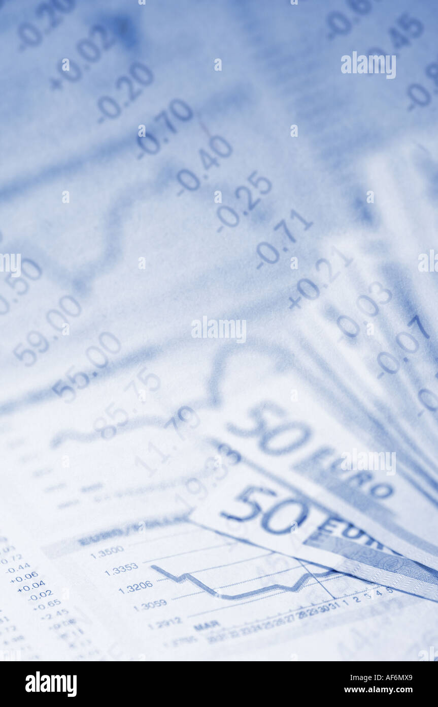 Financial Note Images Euro notes and financial graphs Stock Photo - Alamy