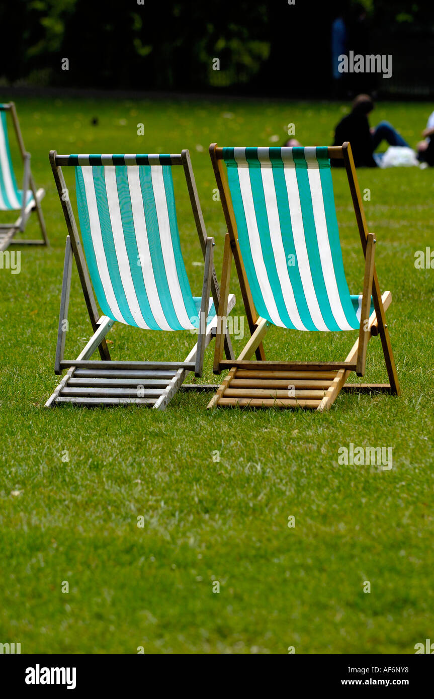 Deck chairs St James Park London Stock Photo - Alamy