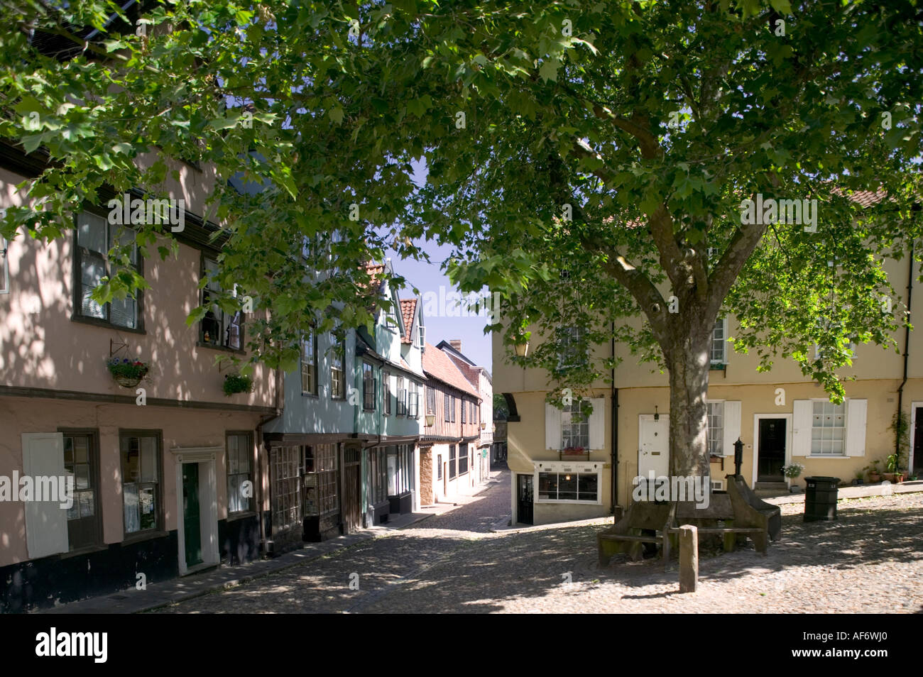 Elm Hill Norwich Norfolk Stock Photo Alamy