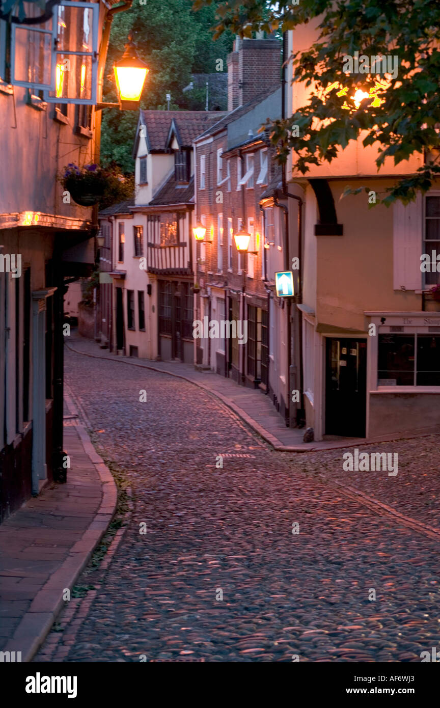 Elm Hill Norwich Norfolk at twilight Stock Photo Alamy