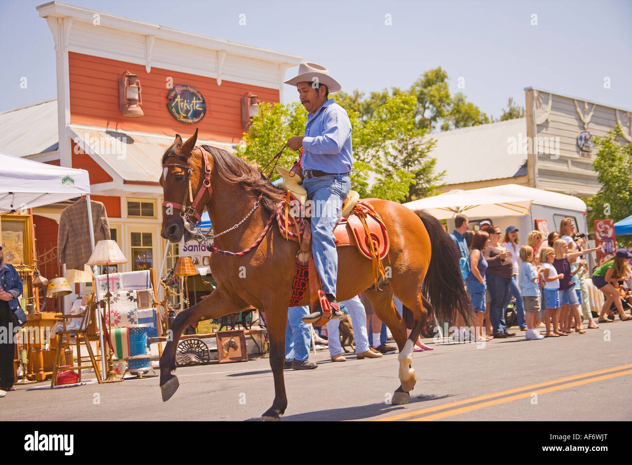 Rider on horse Old Santa Ynez Day Parade Santa Ynez California Stock Photo