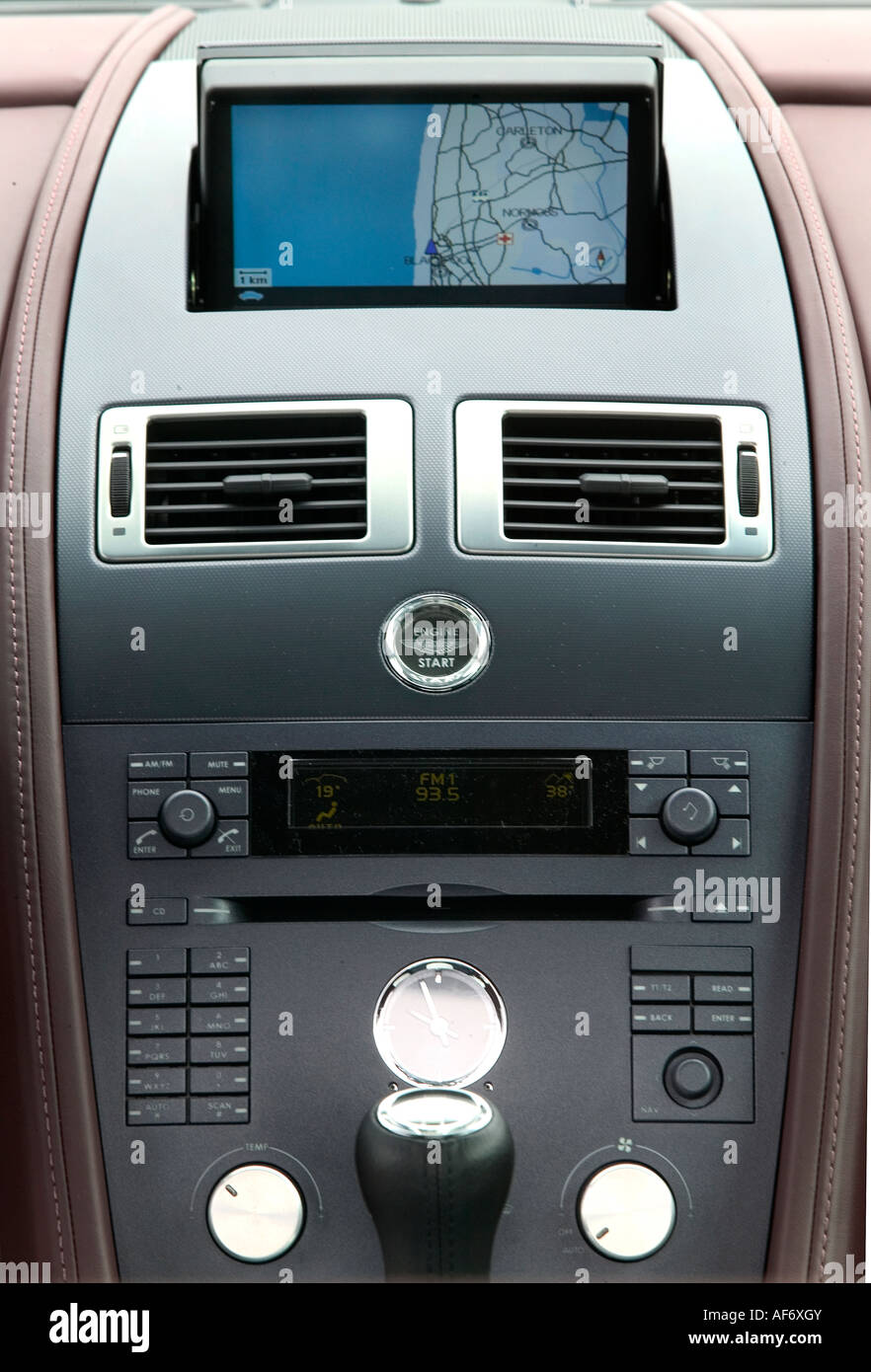 Aston Martin sat Navigation system UK Stock Photo