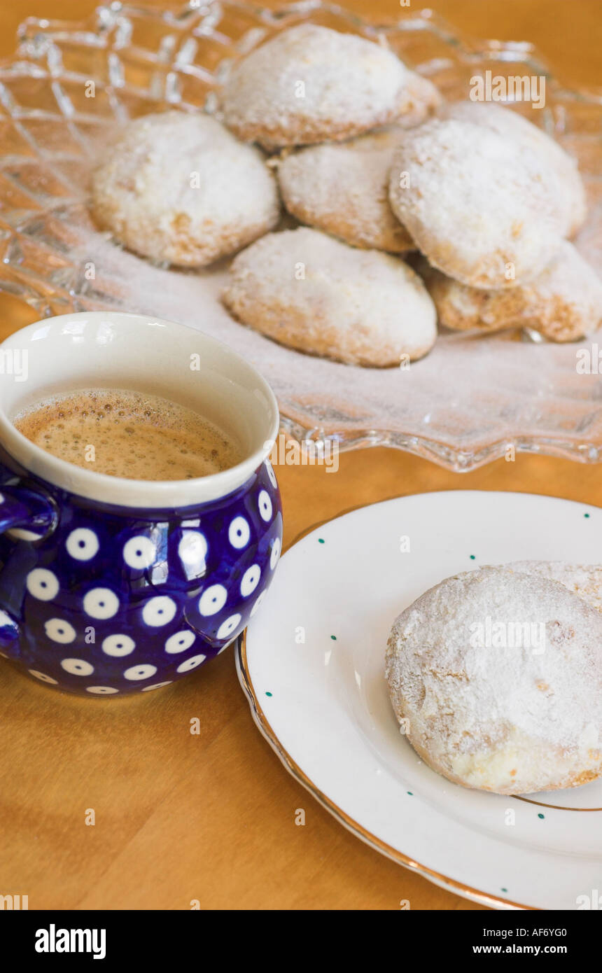 Traditional Greek Kourabiethes shortbread biscuits Stock Photo - Alamy