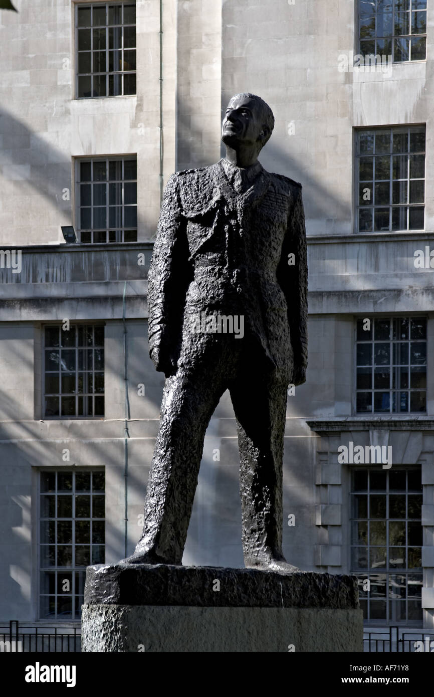 Statue or sculpture memorial of Lord Portal of Hungerford outside MOD
