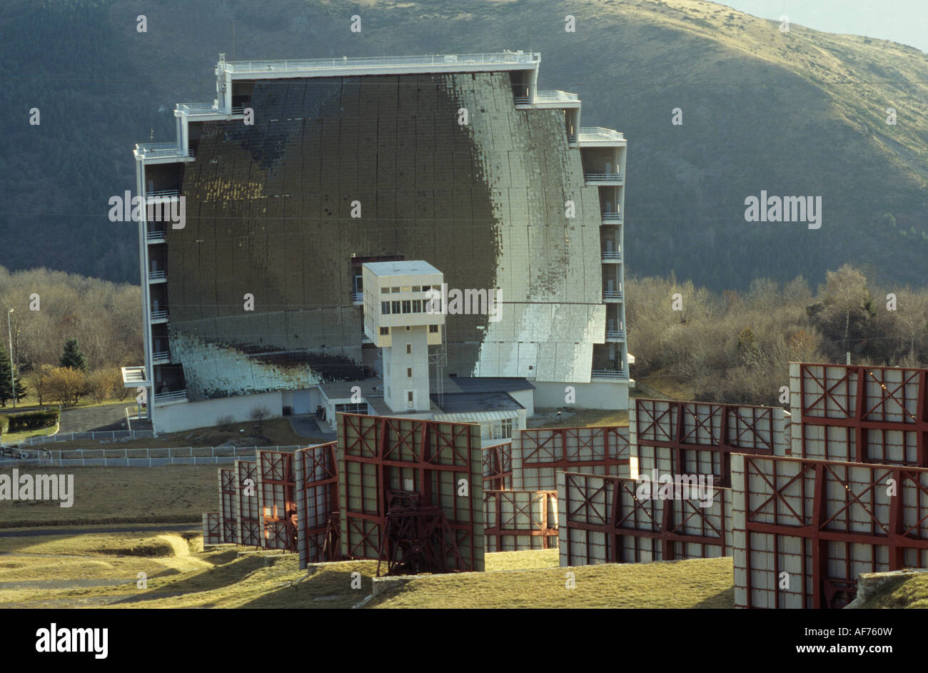 Great mirror of the solar furnace Font Romeu France Stock Photo Alamy