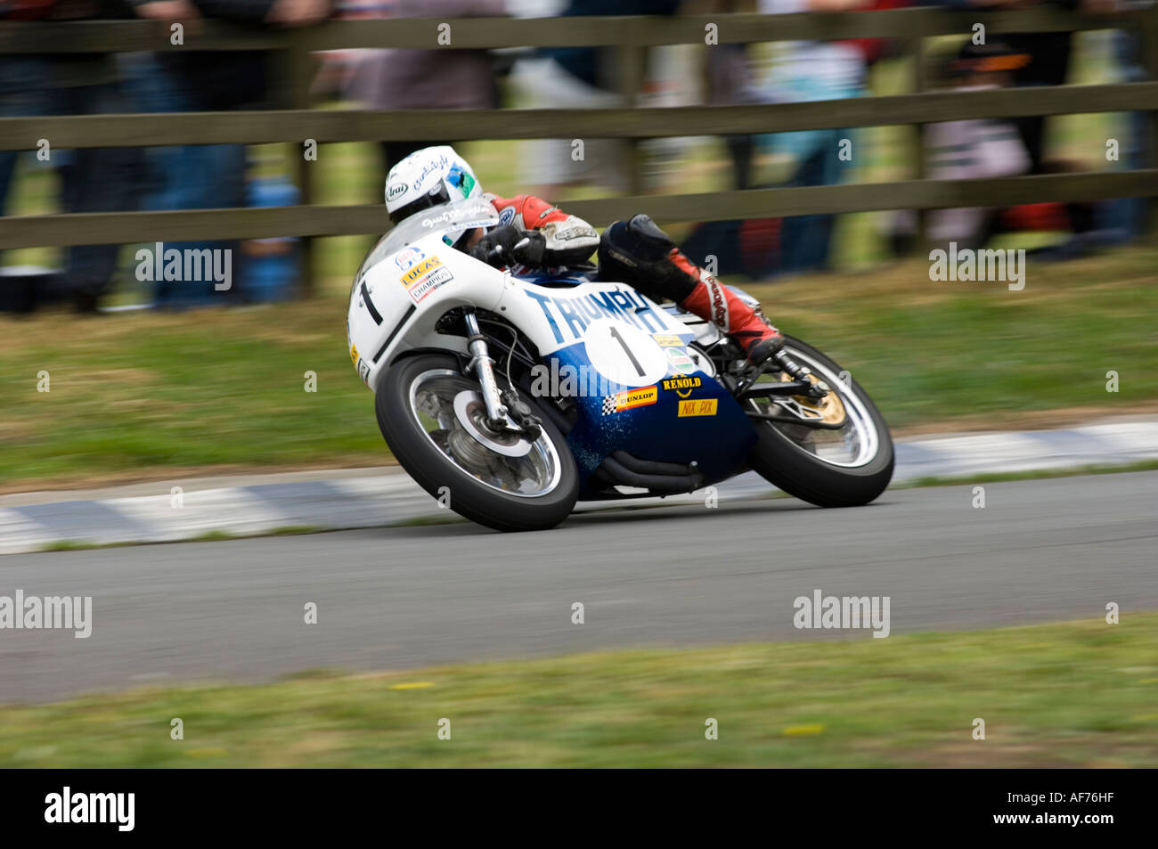 Guy Martin on the 750cc Triumph Trident clasic superbike Stock Photo