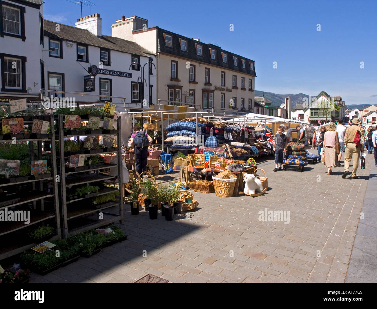 Keswick market in the English Lake District Stock Photo