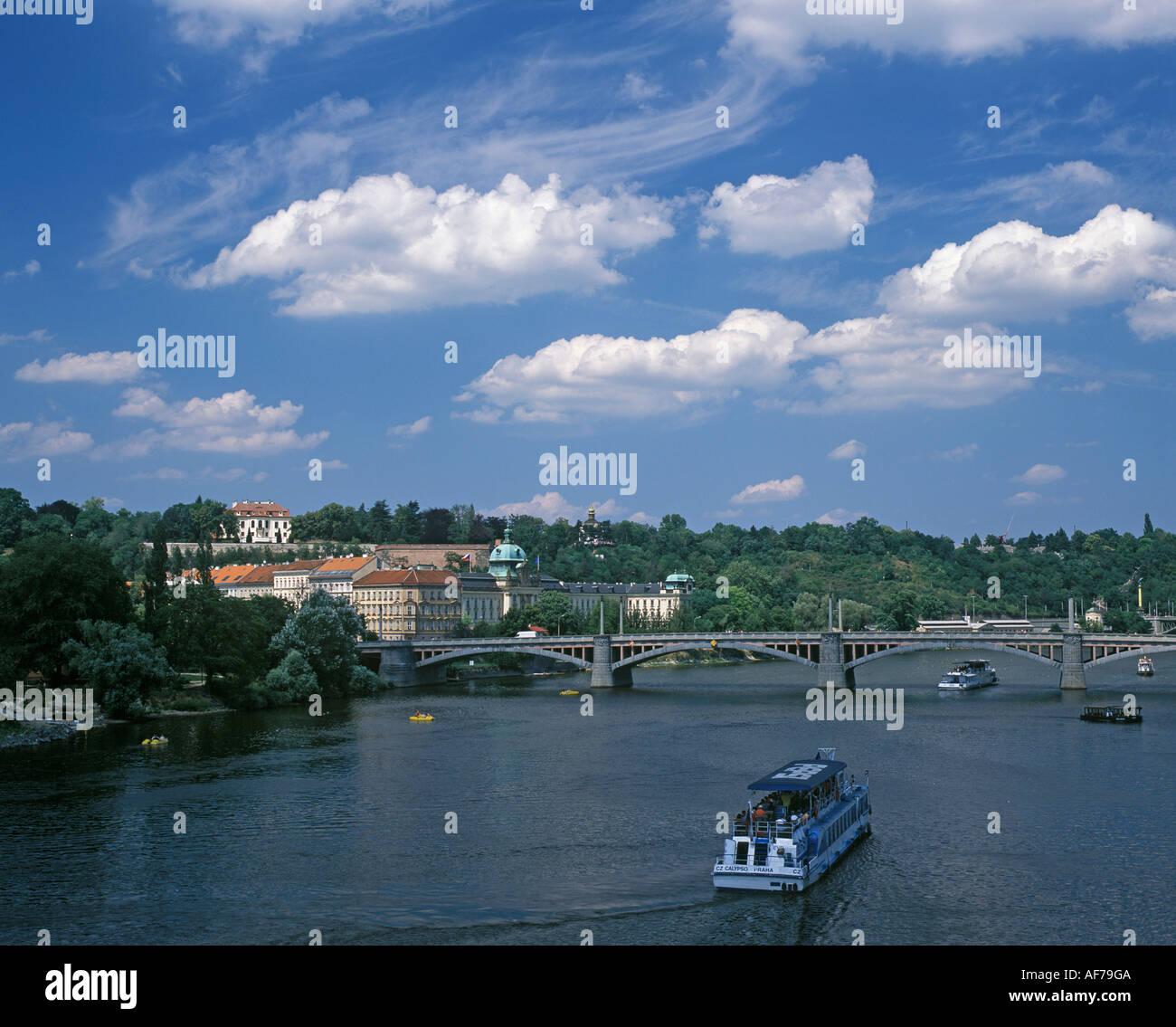 Czech Republic. Prague. Vltava river. Mánes Bridge. Stock Photo