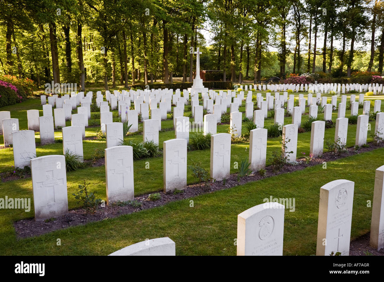 War graves at the commonwealth military cemetery Oosterbeek Arnhem, The Netherlands, Europe Stock Photo