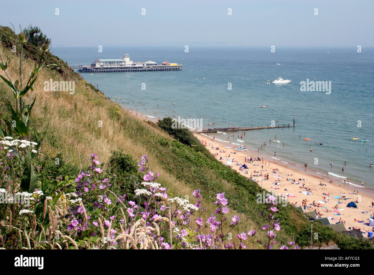 Bournemouth West Cliff and Beach in Summer, Dorset, UK, Europe Stock