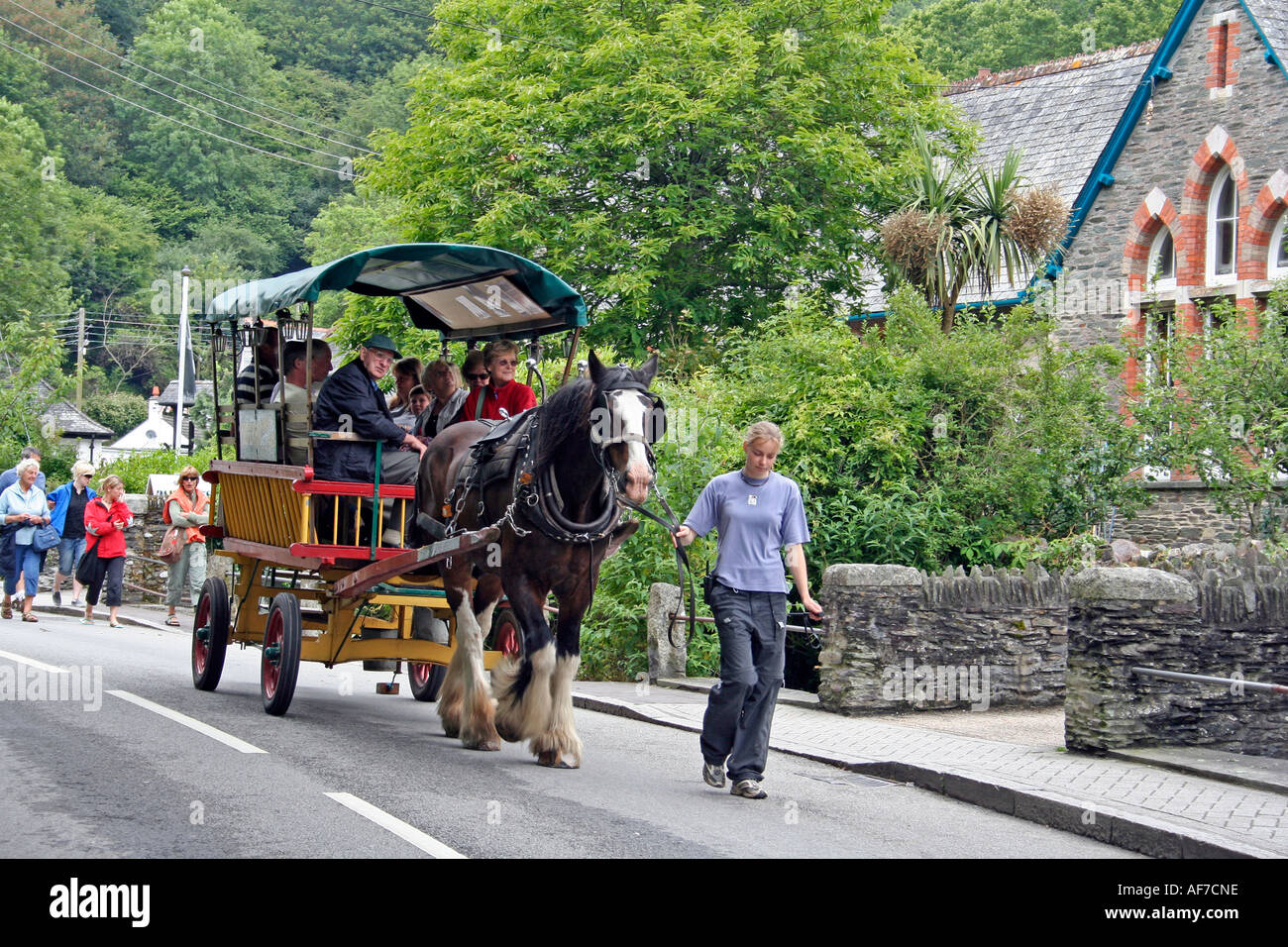 Horse and Cart Transport, Polperro, Cornwall, UK, Europe Stock Photo Alamy
